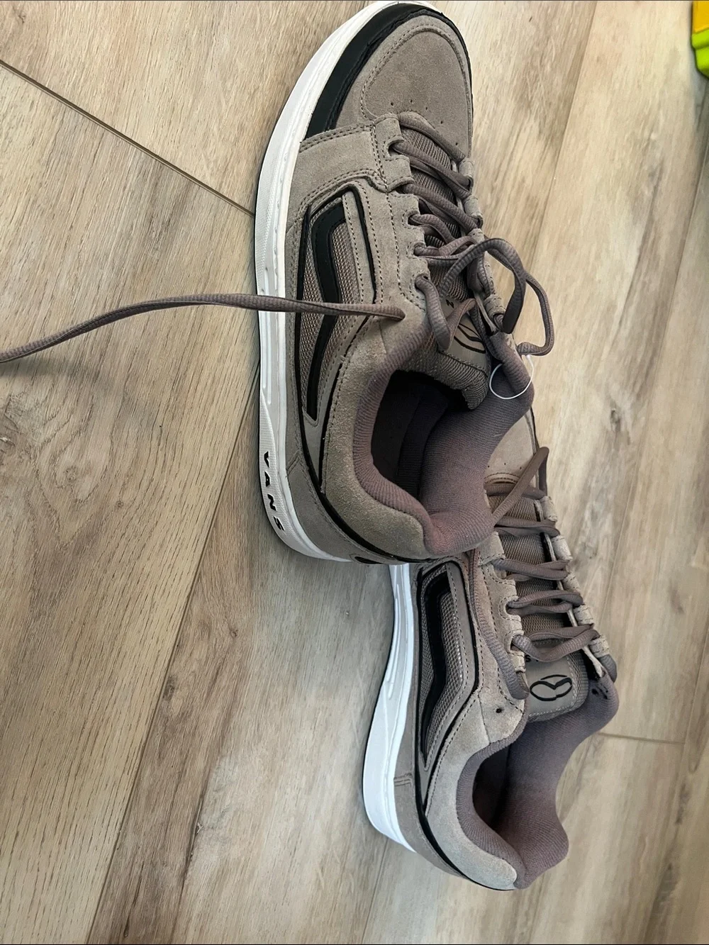 Vans Men's Lace-Up Sneakers in Taupe and Black